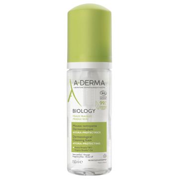 A-Derma Biology Hydra-Protective Почистваща пяна за лице с хидратиращ и предпазващ ефект 150 мл