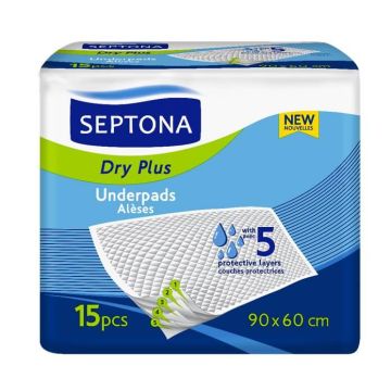 Septona Dry Plus Underpads Еднократни чаршафи 90/60 см 15 бр 