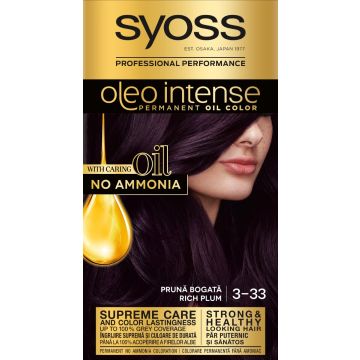 Syoss Oleo Intense Дълготрайна безамонячна крем боя за коса 3-33 Наситено сливов 