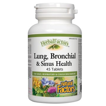 Natural Factors Lung, Bronchial, Sinus Health - здрави синуси и дихателна система 650 мг х 45 таблетки