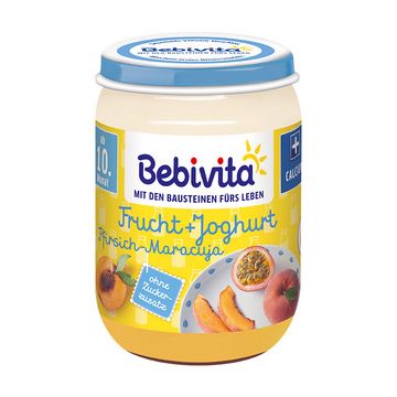 Bebivita пюре йогурт праскова и маракуя 10М+ 190 гр