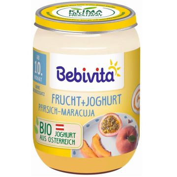 Bebivita Био пюре дут йогурт праскова и маракуя 10М+ 190 гр