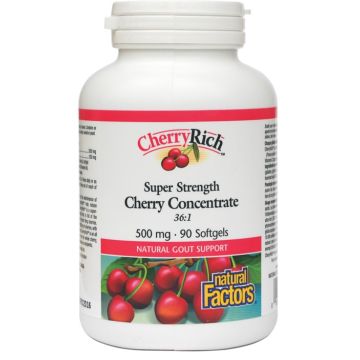 Natural Factors CherryRich Cherry Concentrate Череша Супер концентрат – при подагра 500 мг х 90 капсули