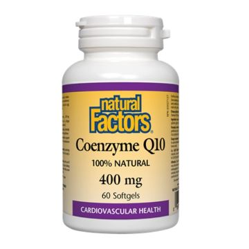 Natural Factors Coenzyme Q10 100% Natural Антиоксидант за енергия и нормална сърдечна функция 400 мг х 60 софтгел капсули