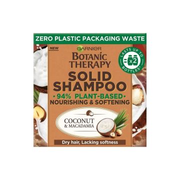Garnier Botanic Therapy Подхранващ твърд шампоан с кокос и макадамия за суха коса 60 гр