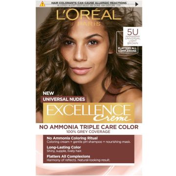L’Oreal Excellence Universal Nudes Безамонячна боя за коса цвят 5U Light Brown