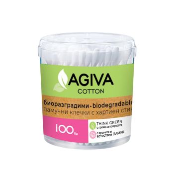 Agiva Cotton Биоразградими Клечки за уши кутия х100 бр