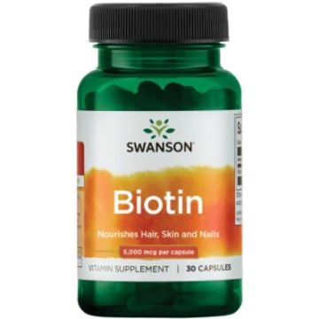 Swanson Biotin Биотин за косата, кожата и ноктите 30 капсули