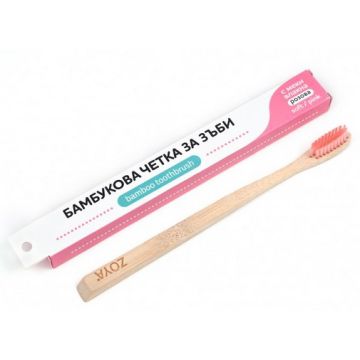 Zoya Goes Pretty Bamboo Toothbrush Soft Розова бамбукова четка за зъби с меки влакна