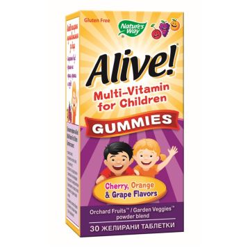 Nature's Way Alive Children's Multi-Vitamin Gummy Алайв мултивитамини за деца х 30 желирани таблетки 