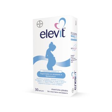 Елевит пренатални мултивитамини за подготовка на, преди и по време на бременност x 30 капсули, Bayer
