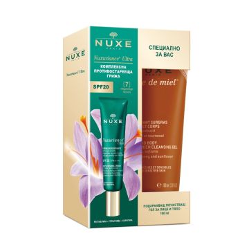 Nuxe Nuxuriance Ultra Уплътняващ крем против стареене за всеки тип кожа SPF20 50 мл + Nuxe Reve de Miel Измиващ гел за лице и тяло за суха и чувствителна кожа 100 мл Комплект