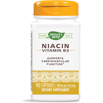 Nature's Way Niacin Витамин B3 при високи нива на холестерола и триглицеридите 100 мг х100 капсули