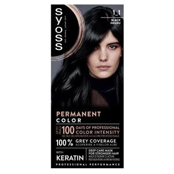 Syoss Permanent Color Дълготрайна боя за коса 1_1 Черен 115 мл