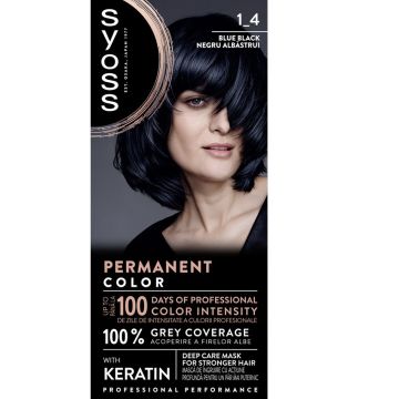 Syoss Permanent Color Дълготрайна боя за коса 1_4 Синьо-черен 115 мл