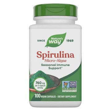 Nature's Way Spirulina Micro Algae при слаб имунитет и умора 380 мг х 100 капсули