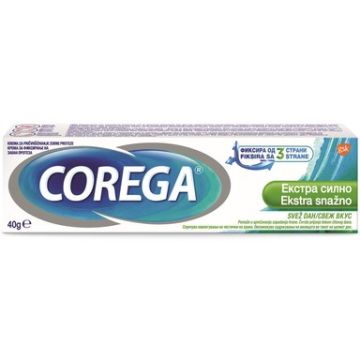 Corega Екстра силен Фиксиращ крем за зъбни протези със свеж вкус 40 гр