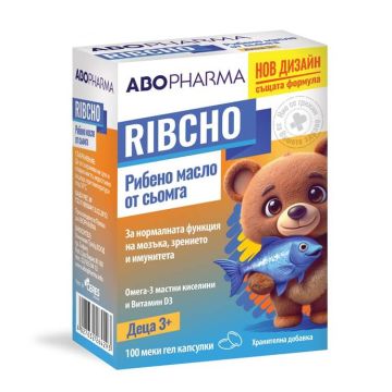 AboPharma Рибчо Рибено масло от сьомга за деца с Витамин D3 100 капсули
