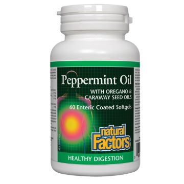 Natural Factors Peppermint Oil Масло от мента с риган и ким за добро храносмилане 200 мг х 60 софтгел капсули
