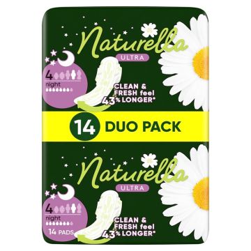 Naturella Ultra Night Duo pack Дамски нощни превръзки с лайка 14 бр