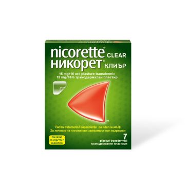 Nicorette Clear Никорет Клиър Пластири за отказване на цигарите 15 мг/16h х7 бр McNeil