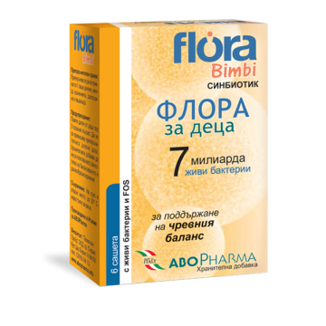 AboPharma Flora Bimbi 7 Синбиотик за деца за поддържане на чревния баланс 6 сашета
