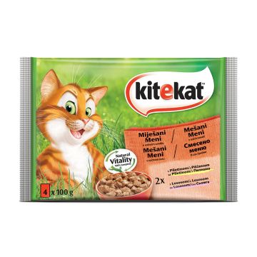 Kitekat Пауч с пилешко и сьомга за котки 4х100 гр