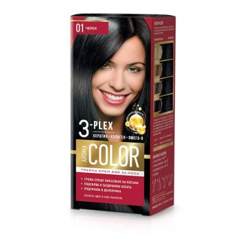 Aroma Color 3-Plex Трайна крем боя за коса Цвят №01 Черен