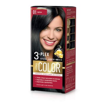 Color 3-Plex Трайна крем боя за коса Цвят №01 Черен