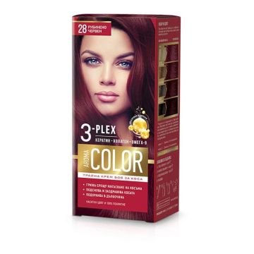 Color 3-Plex Трайна крем боя за коса Цвят № 28 Рубинено червен