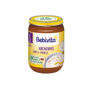 Bebivita млечна каша "Лека нощ" грис с ванилия 4М+ 190 гр