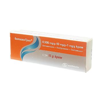 БетазонТрио Крем 0,500 мг/г + 10 мг/г + 1 мг/г х 15 гр Antibiotic