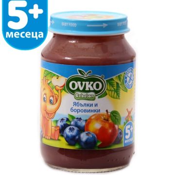 Ovko Bebelan Ябълки и боровинки Пюре 5М+ 190 гр 