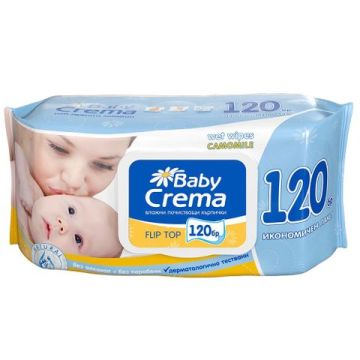  Baby Crema Бебешки мокри кърпички с екстракт от лайка с капак х120 бр 