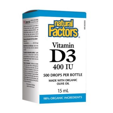 Natural Factors Vitamin D3 течен за бебета и деца 400 IU 15 мл / 500 дози
