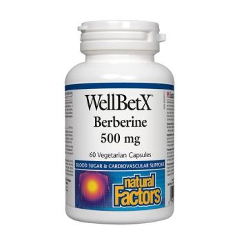 Natural Factors WellBetX Berberine за нормалните нива на кръвната захар и холестерола 500 мг х 60 капсули