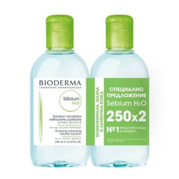 Bioderma Sebium Мицеларна вода за мазна и акнеична кожа 2 x 250 мл Комплект