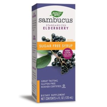 Nature's Way Sambucus Sugar Free Syrup Сироп с черен бъз при грип и настинка без захар 120 мл