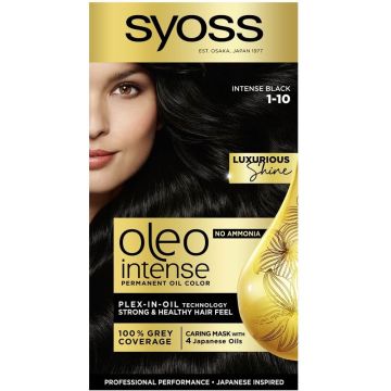 Syoss Oleo Intense Дълготрайна безамонячна крем боя за коса 1-10 Наситено черен