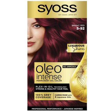 Syoss Oleo Intense Дълготрайна безамонячна крем боя за коса 5-92 Ярко червен