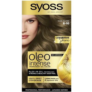 Syoss Oleo Intense Дълготрайна безамонячна крем боя за коса 6-10 Тъмно рус