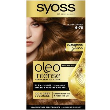 Syoss Oleo Intense Дълготрайна безамонячна крем боя за коса 6-76 Топло Меден