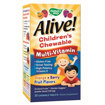 Nature's Way Alive Children's Chewable Multi-Vitamin Алайв мултивитамини за деца 1.55 г х30 дъвчащи таблетки