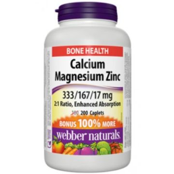 Webber Naturals Calcium Magnesium Zinc за коса, кожа и нокти 200 каплети 