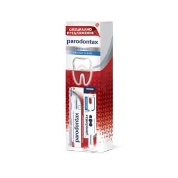 Parodontax Whitening Избелваща паста за зъби 75 мл + Gentle Clean Extra Soft четка за зъби много мека Промо Комплект