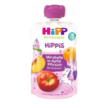 Hipp Hippis Био забавна закуска със слива, ябълка и праскова 12М+ 100 гр