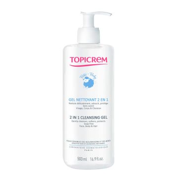 Topicrem 2in1 Cleansing Gel Почистващ гел за коса и тяло за бебета и деца 0М+ 500 мл