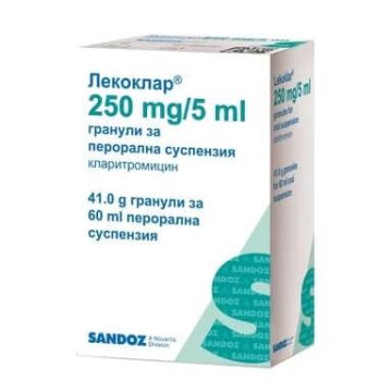 Лекоклар гранули за перорална суспензия 250 мг/5 мл х 60 мл Sandoz