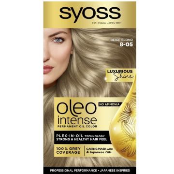 Syoss Oleo Intense Дълготрайна безамонячна крем боя за коса 8-05 Бежово рус