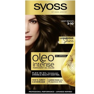 Syoss Oleo Intense Дълготрайна безамонячна крем боя за коса 3-10 Дълбоко кафяв